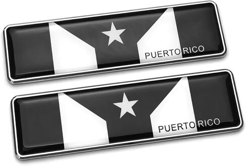 One Pair 3D Metal Black White Puerto Rico Flag Emblem Sticker Decals for Auto Home Office Badge Decal 104.5 * 30mm in Kuwait