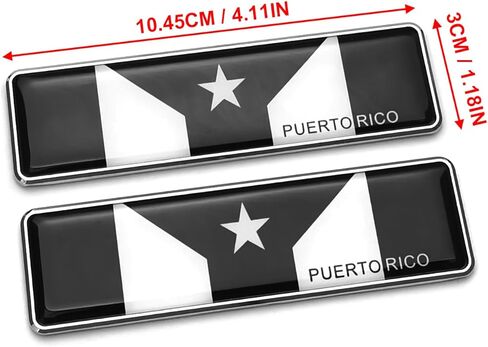 One Pair 3D Metal Black White Puerto Rico Flag Emblem Sticker Decals for Auto Home Office Badge Decal 104.5 * 30mm in Kuwait
