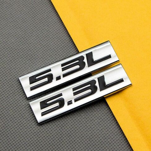 Pair Set 5.3L Engine Badge Sticker Fender Trunk Sport Emblem Decal 3M Adhesive Nameplate Sticker Suitable for Hood Fender Door Trunk Interior (Chrome Black) in Saudi Arabia