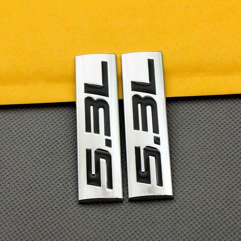 Pair Set 5.3L Engine Badge Sticker Fender Trunk Sport Emblem Decal 3M Adhesive Nameplate Sticker Suitable for Hood Fender Door Trunk Interior (Chrome Black) in Saudi Arabia