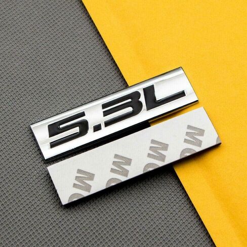 Pair Set 5.3L Engine Badge Sticker Fender Trunk Sport Emblem Decal 3M Adhesive Nameplate Sticker Suitable for Hood Fender Door Trunk Interior (Chrome Black) in Saudi Arabia