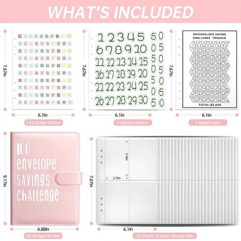 100 Envelope Challenge Binder, A5 Magnetic Money Saving Binder Buckle, Fun Way to Save $5,050, Couple'S Challenge Savings Challenges Book With Envelopes (Pink) in Saudi Arabia