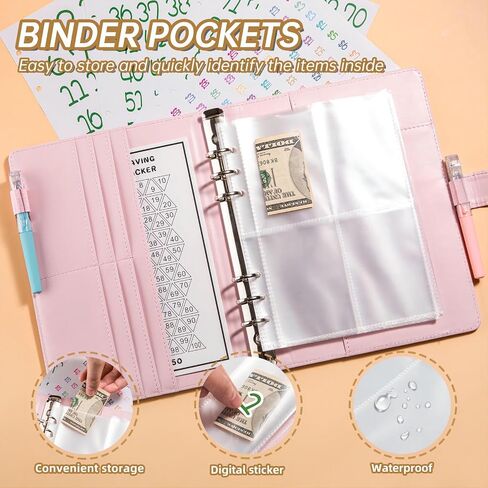 100 Envelope Challenge Binder, A5 Magnetic Money Saving Binder Buckle, Fun Way to Save $5,050, Couple'S Challenge Savings Challenges Book With Envelopes (Pink) in Saudi Arabia