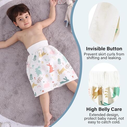 Waterproof Diaper Skirt for Baby Toddler Bed Wetting Training Diaper Shorts for Boys and Girls Night Time (Rabbit+Rabbit) - M in Saudi Arabia