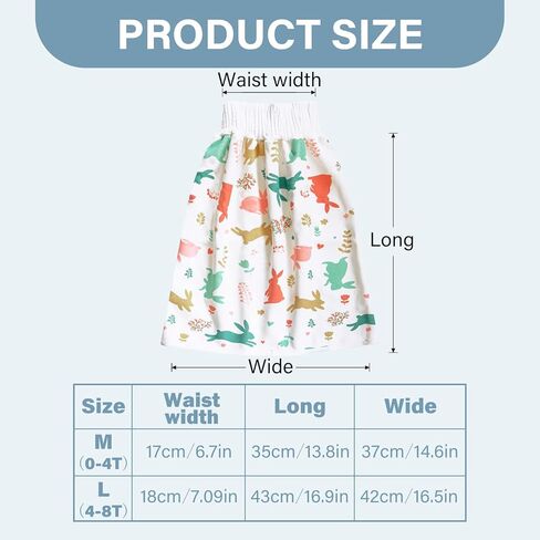Waterproof Diaper Skirt for Baby Toddler Bed Wetting Training Diaper Shorts for Boys and Girls Night Time (Rabbit+Rabbit) - M in Saudi Arabia