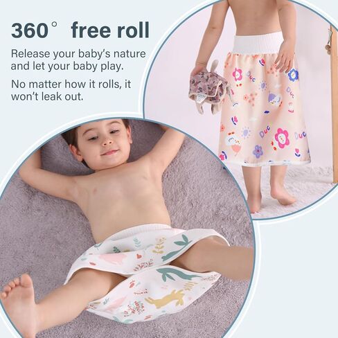 Waterproof Diaper Skirt for Baby Toddler Bed Wetting Training Diaper Shorts for Boys and Girls Night Time (Rabbit+Rabbit) - M in Saudi Arabia