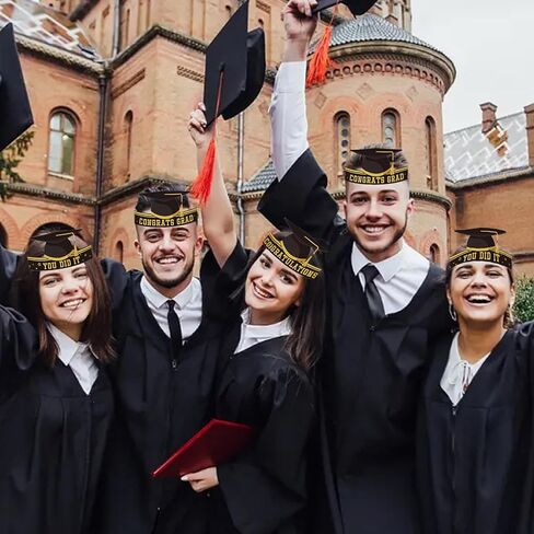 6 قطع من قبعات التخرج الورقية باللونين الذهبي والأسود للأطفال، تاج ورقي قابل للتعديل، عصابة رأس لحفلات التخرج للطلاب in Kuwait