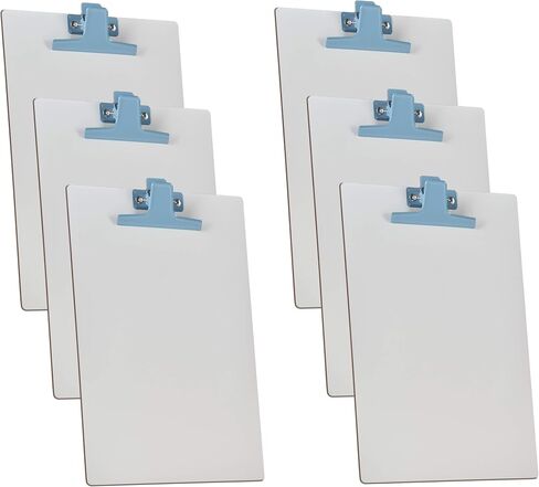 Acrimet White Clipboard Letter Size A4 (13" x 9 1/16") Premium Metal Clip (Hardboard) (Blue Clip) (6 Pack) in Saudi Arabia