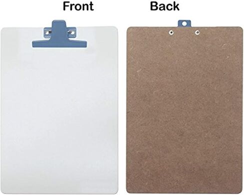Acrimet White Clipboard Letter Size A4 (13" x 9 1/16") Premium Metal Clip (Hardboard) (Blue Clip) (6 Pack) in Saudi Arabia