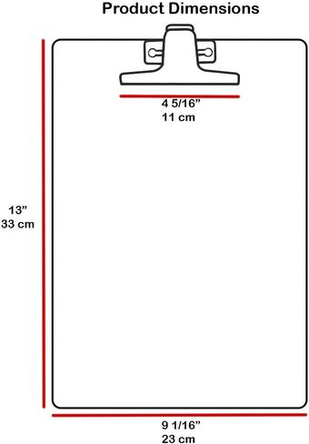 Acrimet White Clipboard Letter Size A4 (13" x 9 1/16") Premium Metal Clip (Hardboard) (Blue Clip) (6 Pack) in Saudi Arabia