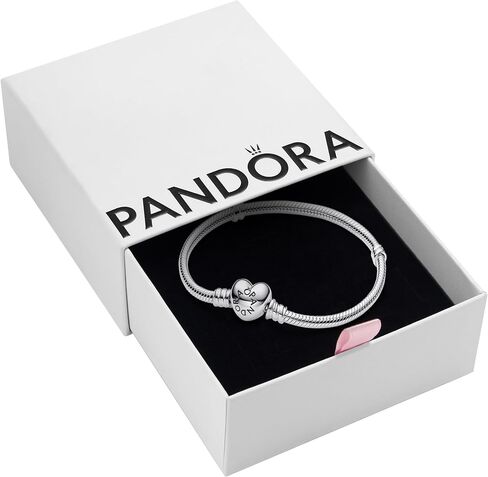 Pandora Jewelry Bundle with Gift Box - Glow-in-the-Dark Firefly Dangle Charm & Moments Sterling Silver Snake Chain Charm Bracelet with Heart Clasp, 9.0" - Gift for Women in Saudi Arabia
