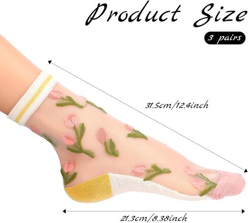 3 Pairs Sheer Socks Women Mesh Socks Women Tulle Socks Lace Socks Summer Transparent Elastic Jacquard Crystal Glass Socks Womens Crew Socks Cute Mesh See Through Ankle Socks Nylon Dress Socks in Saudi Arabia