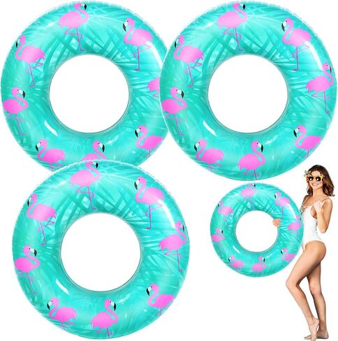 فلامنغو حمام سباحة قابل للنفخ يطفو 39.37 بوصة لطيف السباحة الوردي العملاق بركة أنبوب كبير الصيف السباحة تعويم للكبار الاطفال الطرف in Kuwait