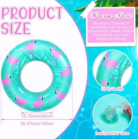 فلامنغو حمام سباحة قابل للنفخ يطفو 39.37 بوصة لطيف السباحة الوردي العملاق بركة أنبوب كبير الصيف السباحة تعويم للكبار الاطفال الطرف in Kuwait