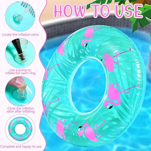 فلامنغو حمام سباحة قابل للنفخ يطفو 39.37 بوصة لطيف السباحة الوردي العملاق بركة أنبوب كبير الصيف السباحة تعويم للكبار الاطفال الطرف in Kuwait