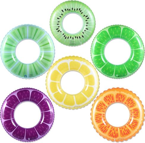 6 Pieces Inflatable Pool Floats Fruits Swim Tubes Rings Pool Floaties Swimming Pool Toys Inflatable Pool Tube Pool Rings for Kids Adults Beach Outdoor Swimming Pool Party Decorations Supplies in Saudi Arabia