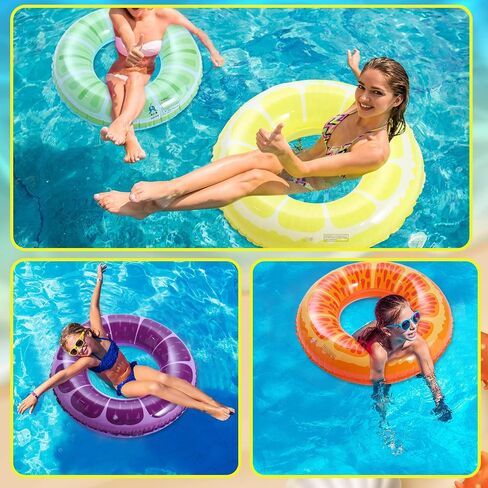 6 Pieces Inflatable Pool Floats Fruits Swim Tubes Rings Pool Floaties Swimming Pool Toys Inflatable Pool Tube Pool Rings for Kids Adults Beach Outdoor Swimming Pool Party Decorations Supplies in Saudi Arabia