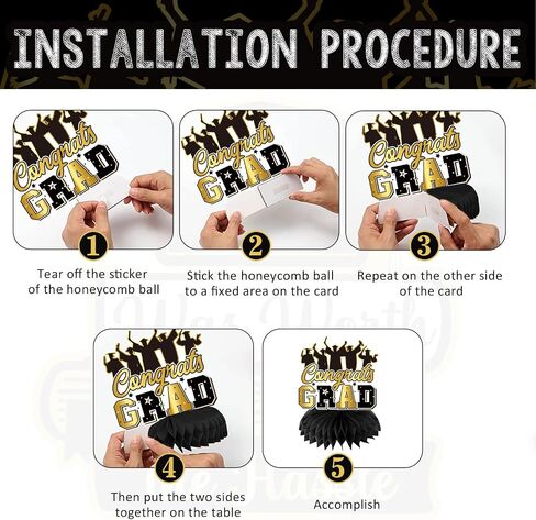 9Pcs Masters Graduation Decorations Honeycomb Centerpiece, 3D Black Gold Mastered It Class Of Mastered It Graduation Decorations Honeycomb Centerpiece, Masters Degree Graduation Decorations in Saudi Arabia