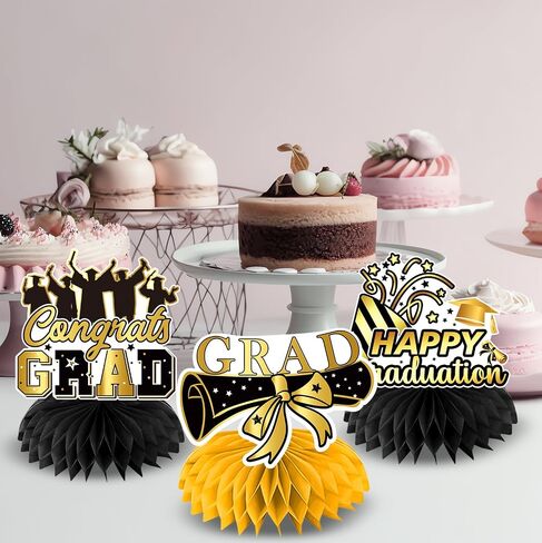 9Pcs Masters Graduation Decorations Honeycomb Centerpiece, 3D Black Gold Mastered It Class Of Mastered It Graduation Decorations Honeycomb Centerpiece, Masters Degree Graduation Decorations in Saudi Arabia