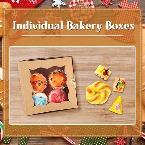 100 Packs Bakery Boxes with Window 6 x 6 x 3 Inch Small Cookie Boxes Mini Macaron Boxes for Packaging Dessert Boxes Pastry Boxes Treat Boxes with Window Cake Box Pie Boxes with 100 Stickers(White) in Saudi Arabia