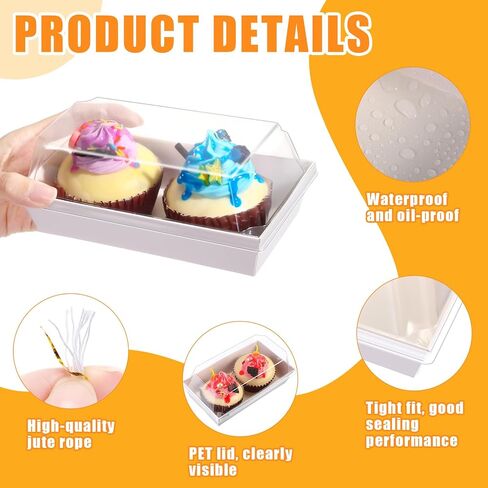 150 Pcs Paper Charcuterie Boxes with Clear Lids and Cotton Rope 5.5 Inches Disposable Food Containers Bakery Boxes for Dessert, Sandwich, Cupcake, Cookie, Chocolate, Strawberry (White) in Saudi Arabia