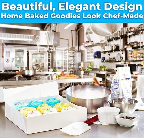 Gourmet 10in White Bakery Box 1 Pack/SINGLE BOX. Cute Window Display for Pies, Cakes, Cupcakes, Pastries. Transport Baked Goods With a Sturdy Carrier. Give Sweet Holiday Gifts at Work or School in Saudi Arabia
