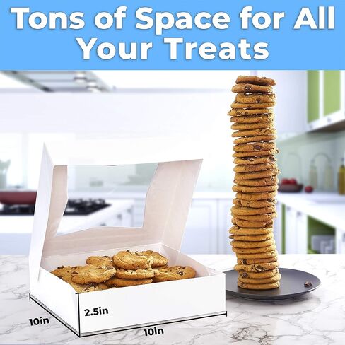 Gourmet 10in White Bakery Box 1 Pack/SINGLE BOX. Cute Window Display for Pies, Cakes, Cupcakes, Pastries. Transport Baked Goods With a Sturdy Carrier. Give Sweet Holiday Gifts at Work or School in Saudi Arabia