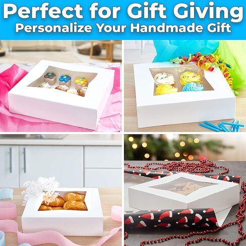 Gourmet 10in White Bakery Box 1 Pack/SINGLE BOX. Cute Window Display for Pies, Cakes, Cupcakes, Pastries. Transport Baked Goods With a Sturdy Carrier. Give Sweet Holiday Gifts at Work or School in Saudi Arabia