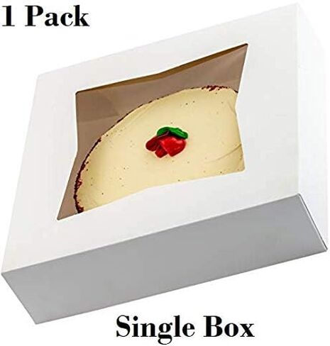 Gourmet 10in White Bakery Box 1 Pack/SINGLE BOX. Cute Window Display for Pies, Cakes, Cupcakes, Pastries. Transport Baked Goods With a Sturdy Carrier. Give Sweet Holiday Gifts at Work or School in Saudi Arabia