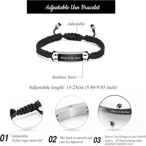 مجوهرات حرق الجثث سوار الجرة للرماد للنساء والرجال رماد تذكار تذكاري ضبط سوار الإسورة in Kuwait