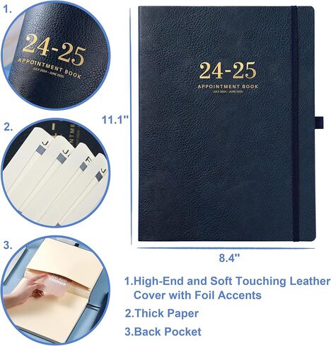 2024-2025 Appointment Book/Planner - Weekly Appointment Book, JUL 2024 - JUN 2025, 8.5" x 11", Daily/Hourly Planner with 15-Minute Interval, Blue in Kuwait