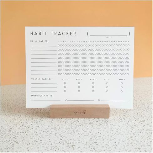 تقويم تعقب العادة مع حامل خشبي، مجلة الأهداف اليومية والمساءلة مع 12 ورقة ورقية لمدة عام، تطوير عادات أفضل، تعقب الأهداف، تعقب الدورة الشهرية، اللياقة البدنية، والرفاهية العامة in Kuwait