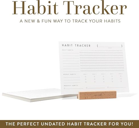 تقويم تعقب العادة مع حامل خشبي، مجلة الأهداف اليومية والمساءلة مع 12 ورقة ورقية لمدة عام، تطوير عادات أفضل، تعقب الأهداف، تعقب الدورة الشهرية، اللياقة البدنية، والرفاهية العامة in Kuwait