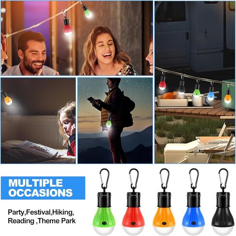 5 عبوات من مصابيح التخييم، IJRPLM أضواء خيمة LED محمولة 3 أوضاع إضاءة، مصباح خيمة معلق يعمل بالبطارية مع خطاف مشبك، مصباح فانوس للتخييم في الهواء الطلق مقاوم للماء للمشي لمسافات طويلة وانقطاع الصيد، متعدد الألوان in Kuwait