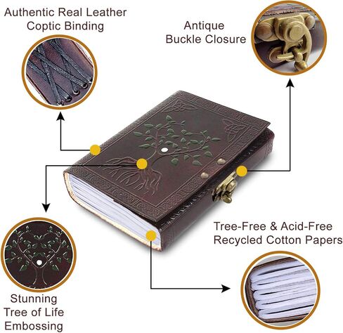 ريفي تاون رسمت باليد شجرة الحياة مجلة جلدية دفتر مذكرات الرجال النساء هدية صغيرة له in Kuwait