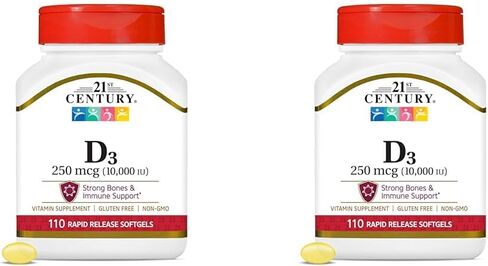 21st Century Vitamin D3 250 mcg (10,000 IU) Rapid Release Softgels, 110 Count in Saudi Arabia