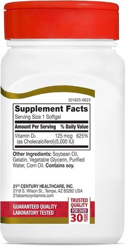 21st Century Vitamin D3 250 mcg (10,000 IU) Rapid Release Softgels, 110 Count in Saudi Arabia