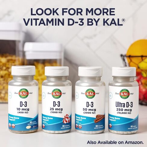 KAL Vitamin D3 1000 IU Softgels (25 mcg), Active Form of Vitamin D, Calcium Absorption, Bone Health, Immune Support Supplement, Liquid Filled ActivGel, Made Without Soy, 200 Servings, 200 Softgels in Saudi Arabia