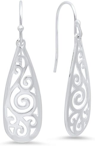 MAX + STONE 925 Filigree Sterling Silver Teardrop Dangle Anti-tarnishing Statement Earrings for Women in Saudi Arabia