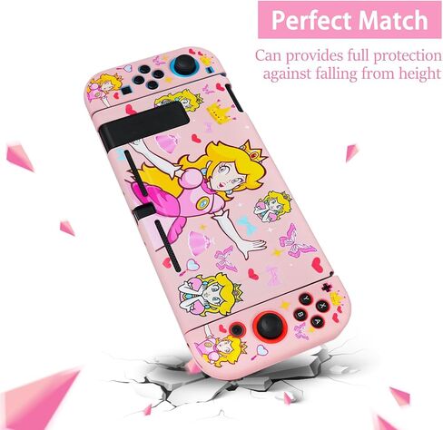 TIKOdirect Protective Case for Switch, Soft Full Skin Protective Cover with Pretty Cute Pattern, Silicone Slim Shockproof Back and Grip Case for Switch, Black in Kuwait