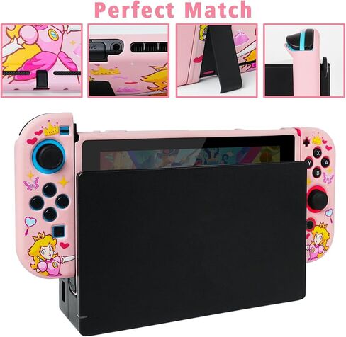 TIKOdirect Protective Case for Switch, Soft Full Skin Protective Cover with Pretty Cute Pattern, Silicone Slim Shockproof Back and Grip Case for Switch, Black in Kuwait
