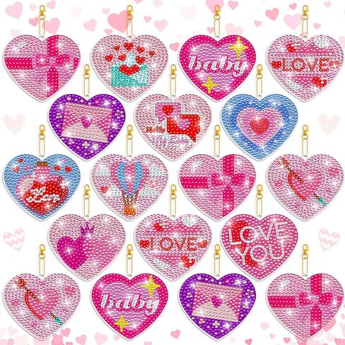 Billbotk 20 Pieces Christmas Diamond Art Painting Keychain Ornaments 5D Double Sided Christmas Ornaments Diamond Art Kit for Kids DIY Christmas Tree Ornaments in Kuwait