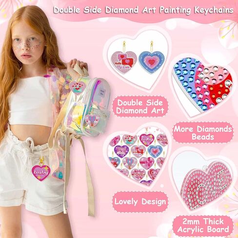 Billbotk 20 Pieces Christmas Diamond Art Painting Keychain Ornaments 5D Double Sided Christmas Ornaments Diamond Art Kit for Kids DIY Christmas Tree Ornaments in Kuwait