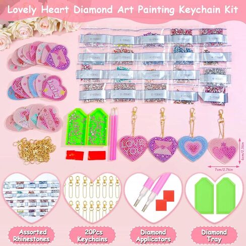 Billbotk 20 Pieces Christmas Diamond Art Painting Keychain Ornaments 5D Double Sided Christmas Ornaments Diamond Art Kit for Kids DIY Christmas Tree Ornaments in Kuwait