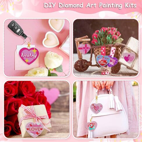 Billbotk 20 Pieces Christmas Diamond Art Painting Keychain Ornaments 5D Double Sided Christmas Ornaments Diamond Art Kit for Kids DIY Christmas Tree Ornaments in Kuwait