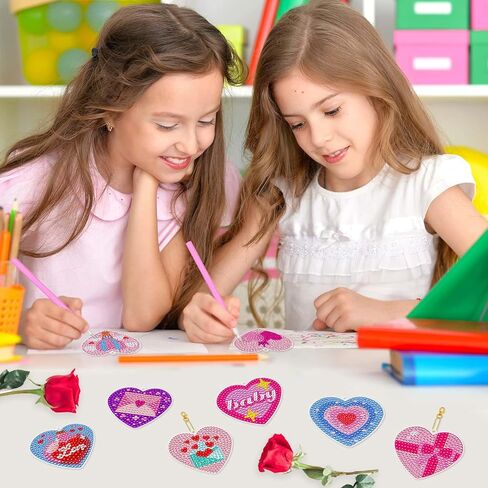 Billbotk 20 Pieces Christmas Diamond Art Painting Keychain Ornaments 5D Double Sided Christmas Ornaments Diamond Art Kit for Kids DIY Christmas Tree Ornaments in Kuwait