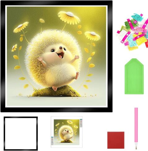 Zakrafo Cute Hedgehogs Diamond Art Painting Diamond Art Kits for Adults with Frame Diamond dot Arts Paint by Numbers kit Crafts Gifts for Beginner Home Wall Decor in Kuwait
