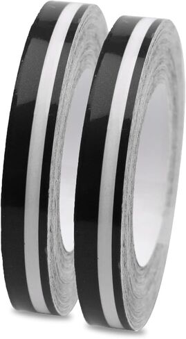 قطعتان من ملصق جسم محيط الخصر للسيارة، 32.1 قدم × 0.4 بوصة مقلمة صغيرة لتزيين الشريط الملون، شارات خارجية مخصصة ذاتية القطع مجانًا، عالمية لمعظم ملحقات تزيين السيارة (أسود) in Kuwait