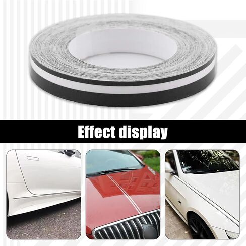 قطعتان من ملصق جسم محيط الخصر للسيارة، 32.1 قدم × 0.4 بوصة مقلمة صغيرة لتزيين الشريط الملون، شارات خارجية مخصصة ذاتية القطع مجانًا، عالمية لمعظم ملحقات تزيين السيارة (أسود) in Kuwait
