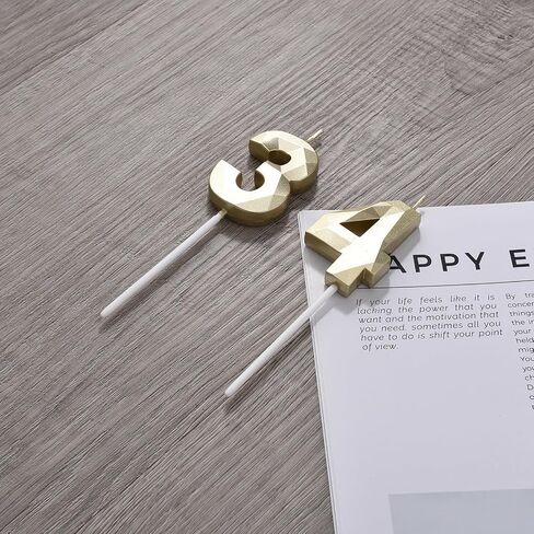 2 inch Gold 34 Birthday Candles, 3D Diamond Number 34th Cake Topper for Boys Girls Birthday Party Decorations Theme Party in Saudi Arabia